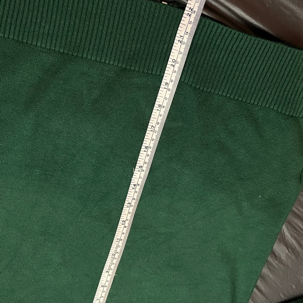 Forest Green Zip Front Knit Sweater | Fitted Mock Neck Cardigan | Quiet Luxury - Picture 10 of 11